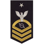 Navy E8 MALE Rating Badge: Operations Specialist - seaworthy gold on blue