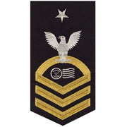 Navy E8 MALE Rating Badge: Postal Clerk - seaworthy gold on blue