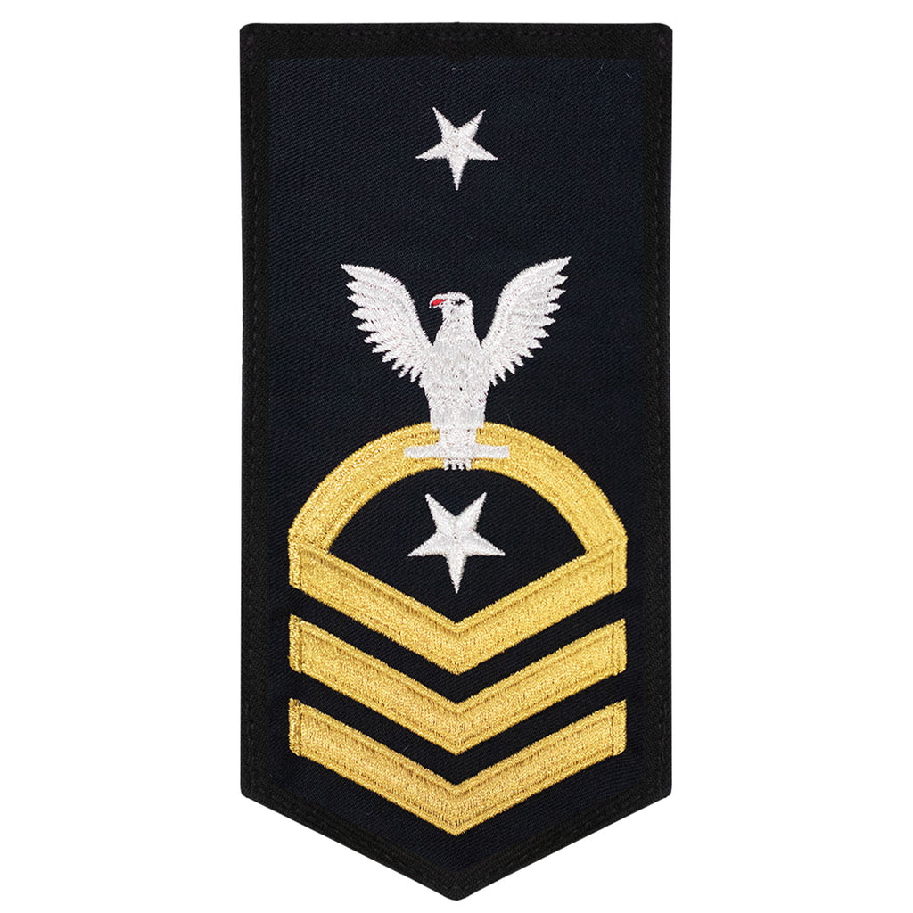 Navy E8 MALE Rating Badge: Command Senior Chief - seaworthy gold on blue