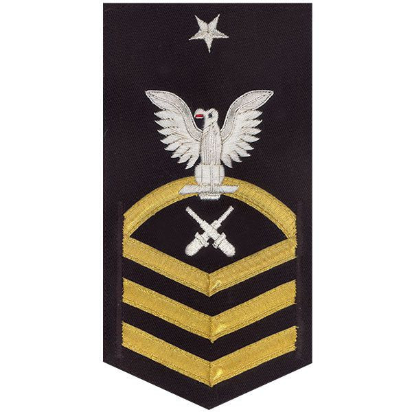 Navy E8 MALE Rating Badge: Gunner's Mate - vanchief on blue