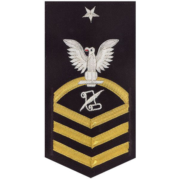 Navy E8 MALE Rating Badge: Journalist - vanchief on blue