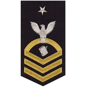 Navy E8 MALE Rating Badge: Personnelman - vanchief on blue