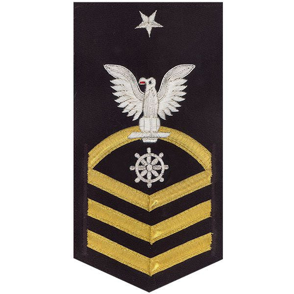 Navy E8 MALE Rating Badge: Quartermaster - vanchief on blue