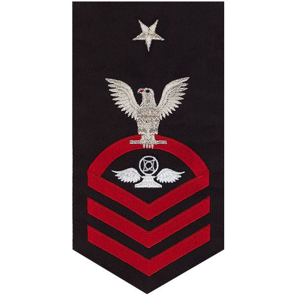 Navy E8 MALE Rating Badge: Air Traffic Control - seaworthy red on blue