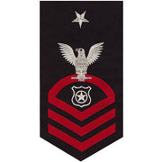 Navy E8 MALE Rating Badge: Master At Arms - seaworthy red on blue