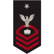 Navy E8 MALE Rating Badge: Mineman - seaworthy red on blue