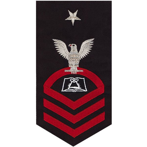 Navy E8 MALE Rating Badge: Culinary Specialist - seaworthy red on blue