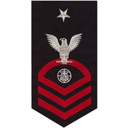 Navy E8 MALE Rating Badge: Religious Programs Specialist - seaworthy red on blue