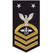 Navy E9 MALE Rating Badge: Aviation Anti-Submarine Warfare Operator - seaworthy gold on blue