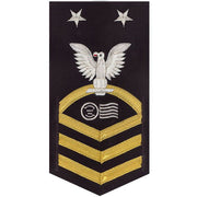 Navy E9 MALE Rating Badge: Postal Clerk - seaworthy gold on blue