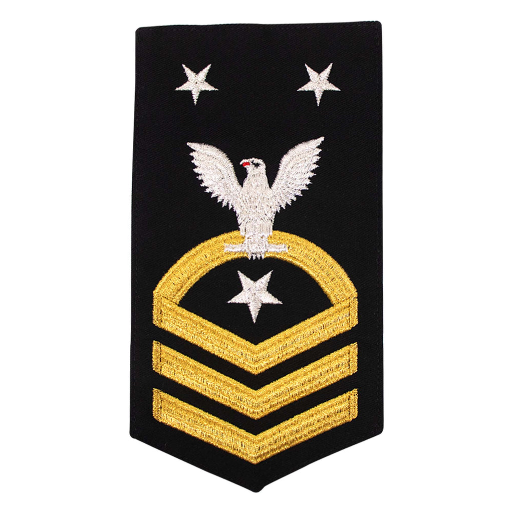 Navy E9 MALE Rating Badge: Command Master Chief - seaworthy gold on blue