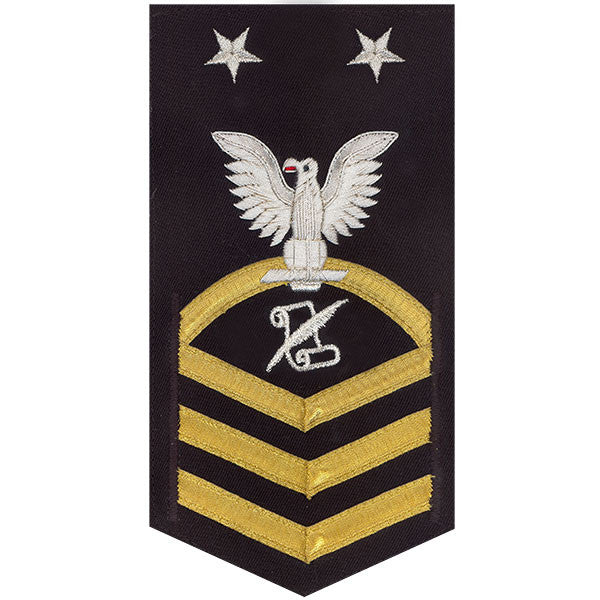 Navy E9 MALE Rating Badge: Journalist - vanchief on blue