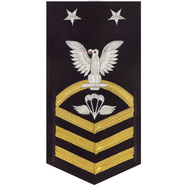 Navy E9 MALE Rating Badge: Aircrew Survival Equipmentman - vanchief on blue