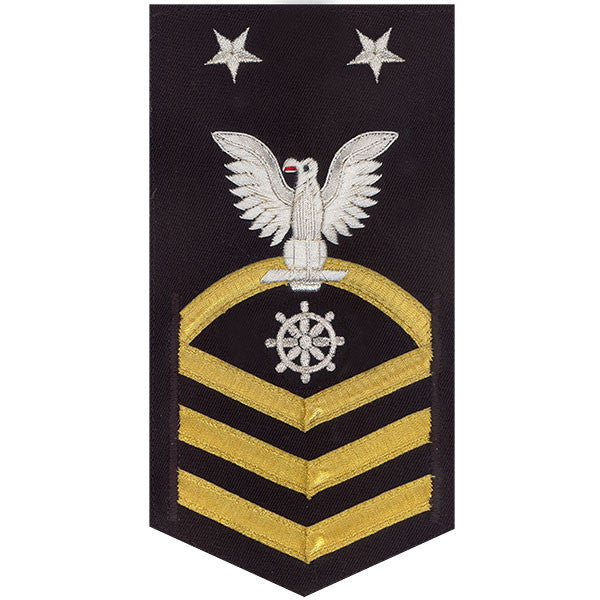 Navy E9 MALE Rating Badge: Quartermaster - vanchief on blue