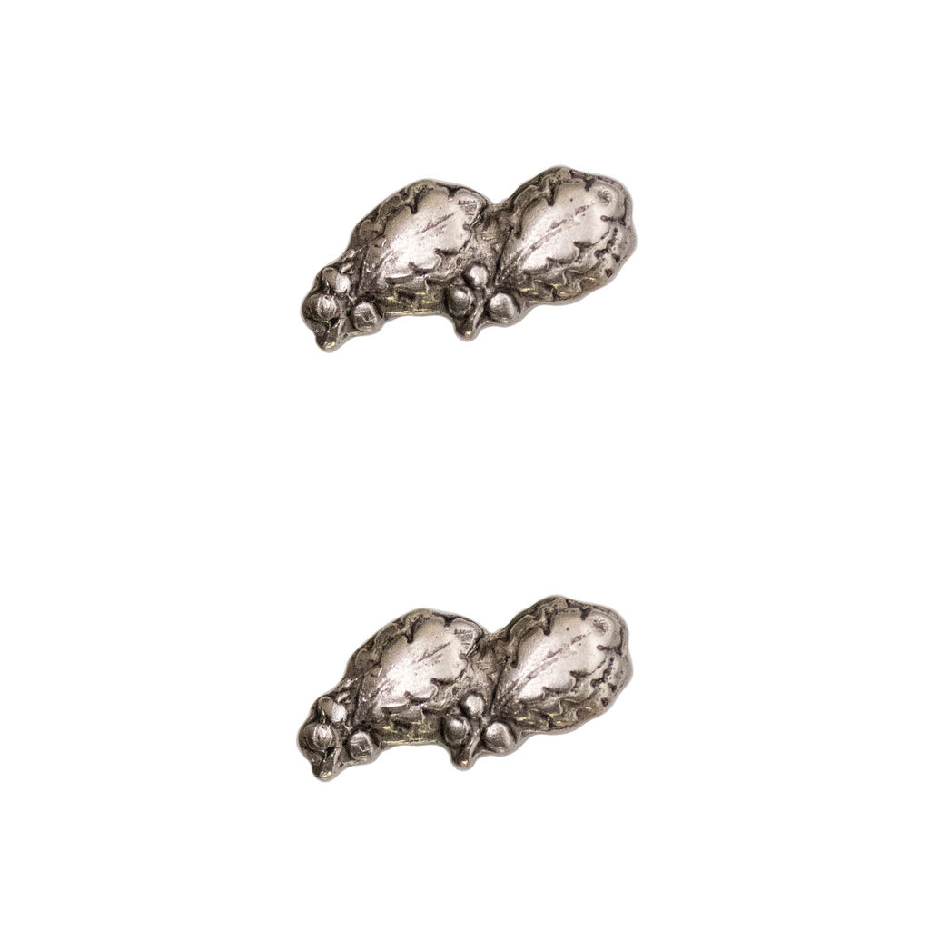 Ribbon Attachments: Two Silver Oak Leaves Mounted on a Bar - oxidized