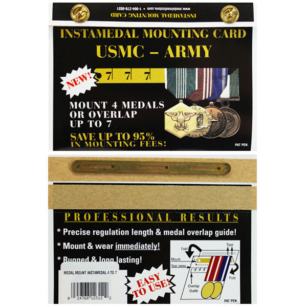 Instamedal Mounting Card 4 to 7 Full Size Medals: USMC-USArmy