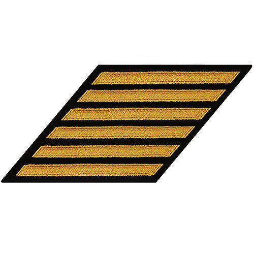 Navy Enlisted Male Hash Marks: Seaworthy Gold on Serge - set of 6