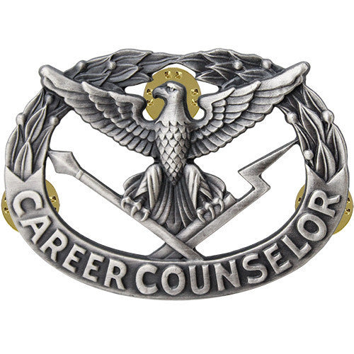 Army Badge: Career Counselor - regulation size, silver oxidized