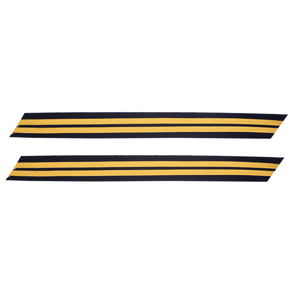 Army Service Stripe: Gold Embroidered on Blue - female, set of 2