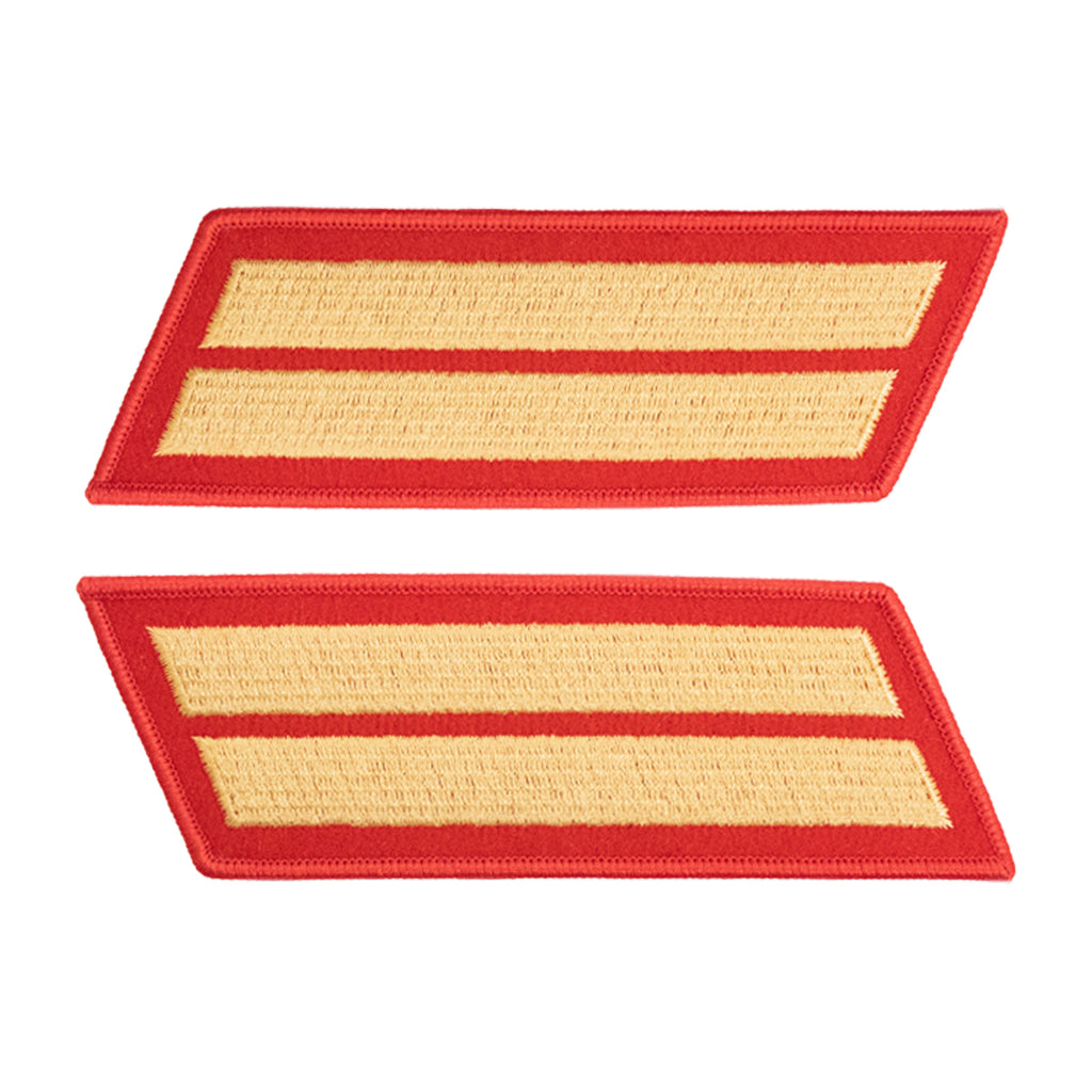 Marine Corps Service Stripe: Male - gold embroidered on red, set of 2