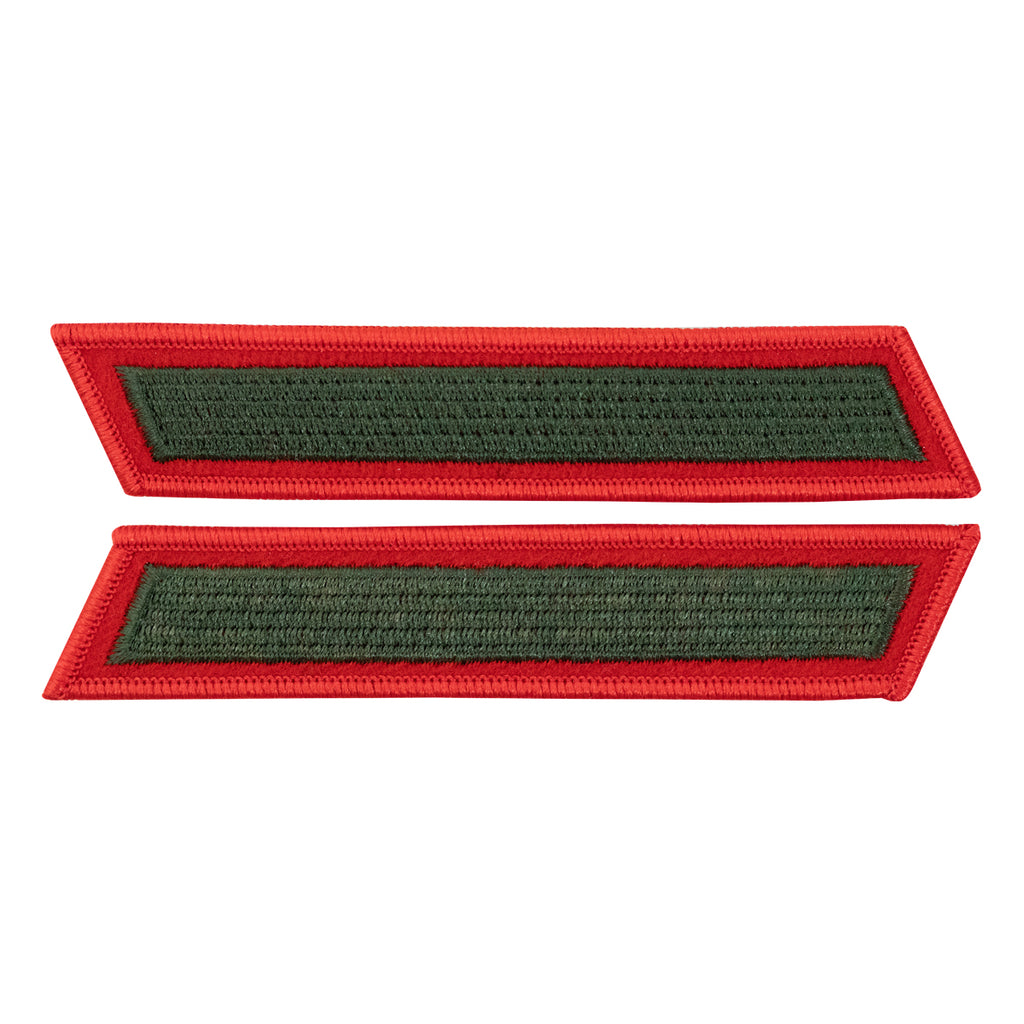 Marine Corps Service Stripe: Male - green embroidered on red, set of 1