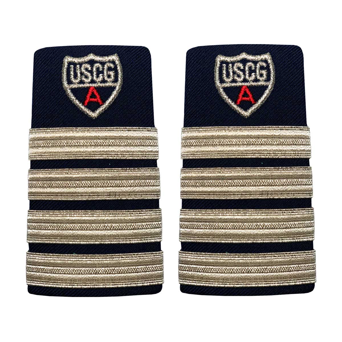 Coast Guard Auxiliary Enhanced Shoulder Board: DC (4 Stripes & Red "A") - Female
