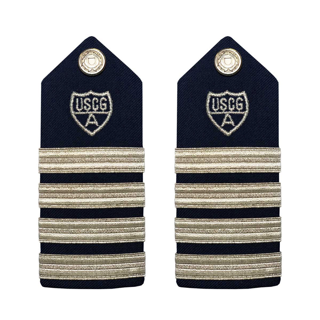 Coast Guard Auxiliary Hard Shoulder Board: VCO, RCO (4 Stripes & Silver A)