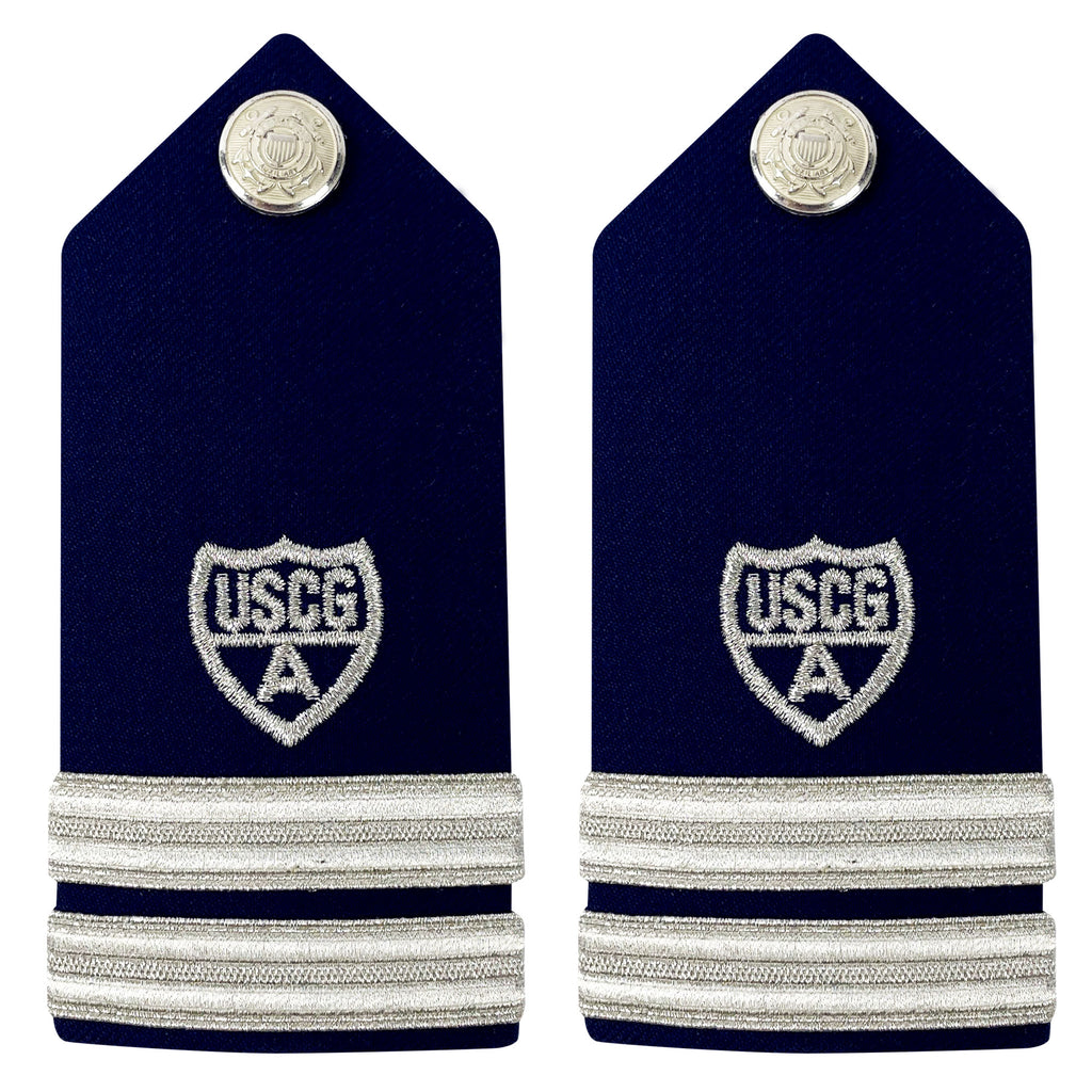 Coast Guard Auxiliary Hard Shoulder Board: FC (2 Stripes & Silver A) - Female