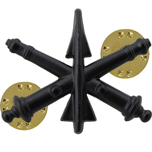 Army Officer Collar Device: Air Defense Artillery - black metal