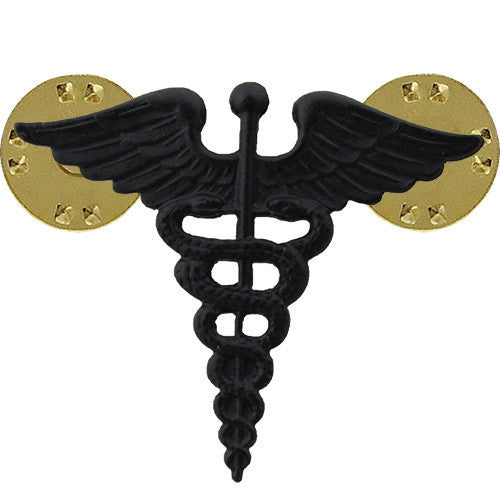 Army Officer Collar Device: Medical - black metal