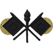 Army Officer Collar Device: Signal - black metal