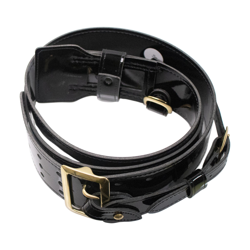 Marine Corps Officer Ceremonial Black Leather Belt with Strap