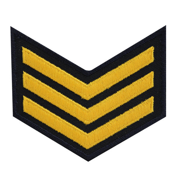USNSCC - E-3 (3 Stripes) Sea Cadet Rating Badge Male (Gold on Black)