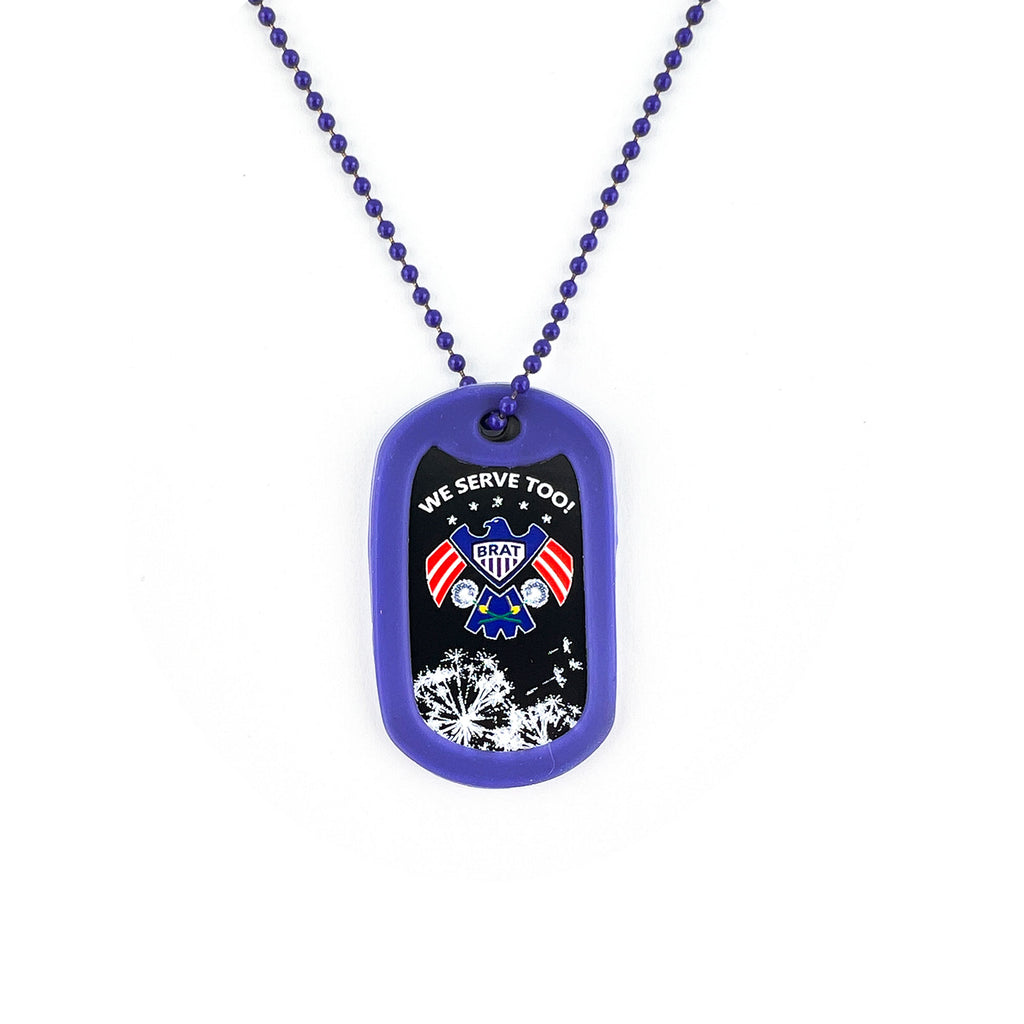 Military Brat Achievement Dog Tag Black: We Serve Too - with Silencer and Chain