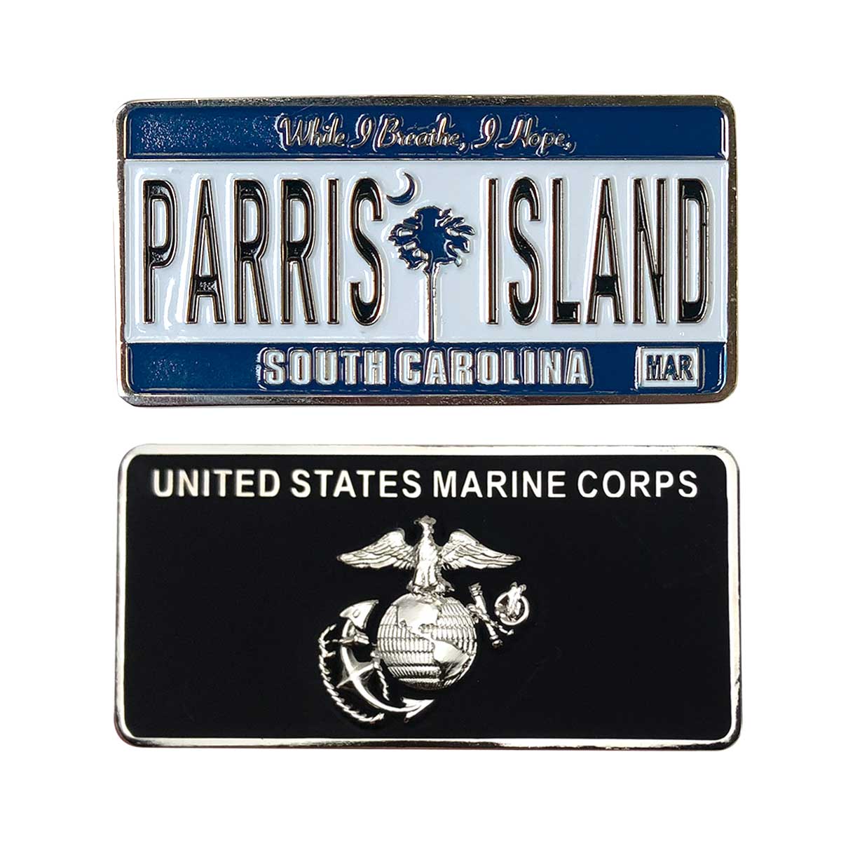 Marine Corps Coin: 1.25" License Plate Parris Island