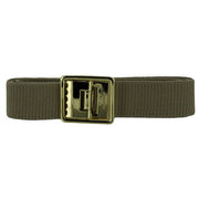 Young Marines Belt: Cotton with Boot Band, Open Face 24k Gold Plated Buckle - khaki