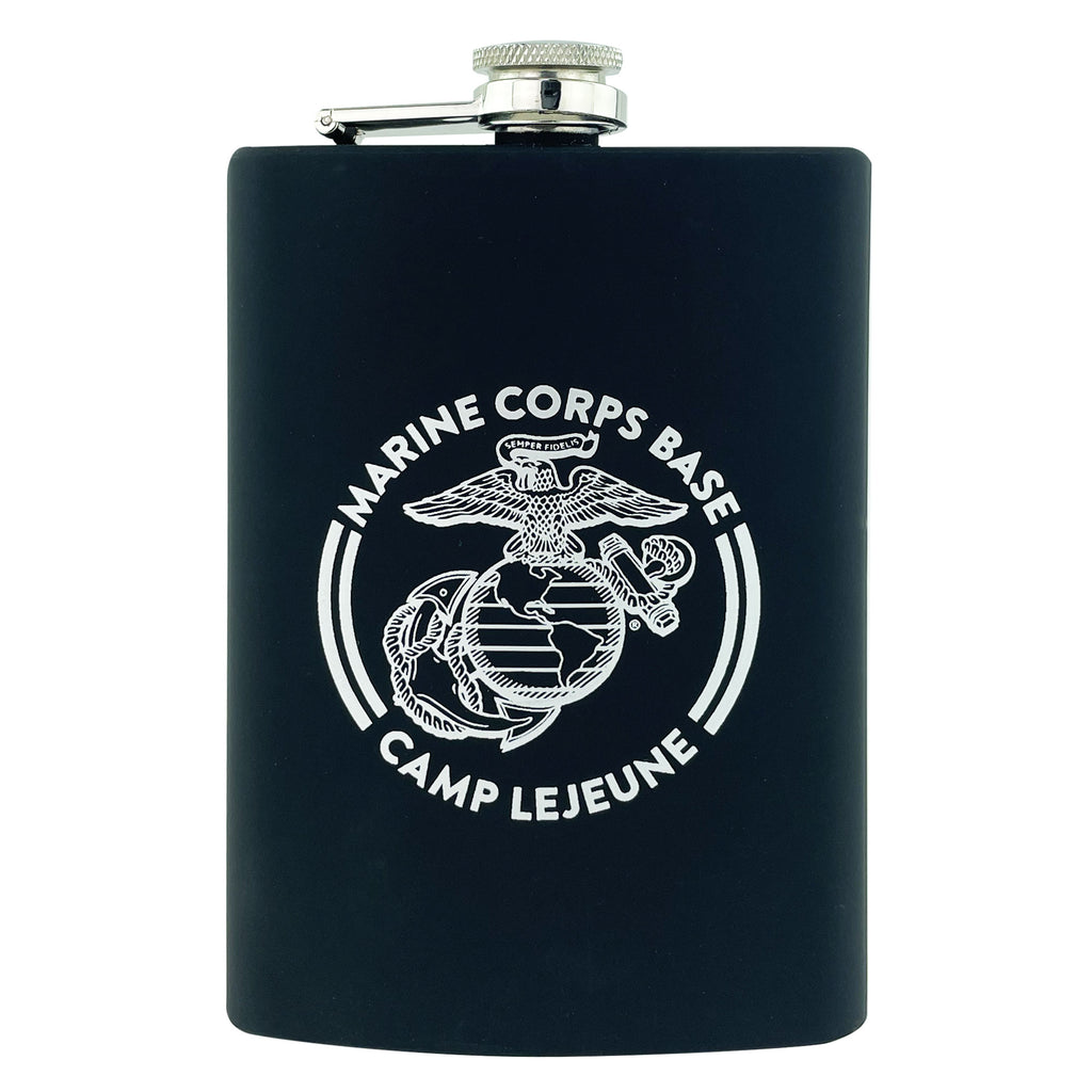 Marine Corps Matte Black Flask 8oz: Camp Lejeune