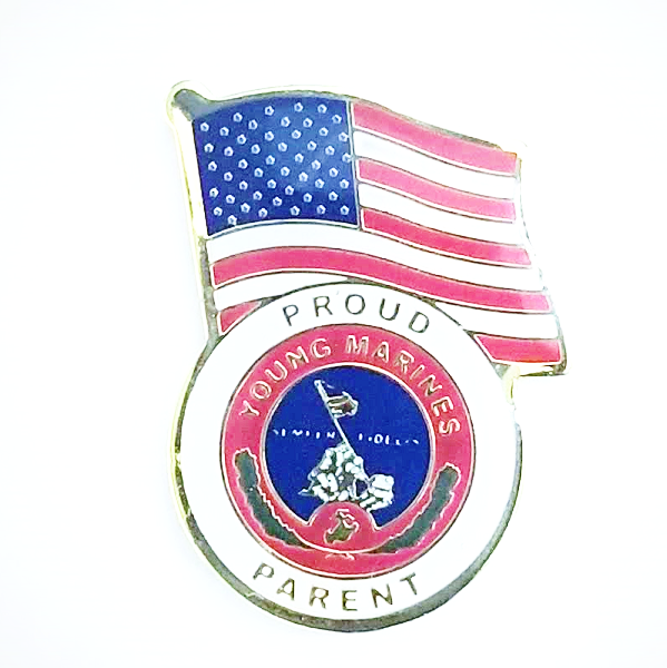 Young Marine's: Proud Parent Lapel Pin - Young Marines Logo with US Flag