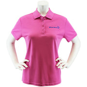 Ladies Pink Performance Polo Shirt Embroidered with Royal Blue Young Marines Swoosh