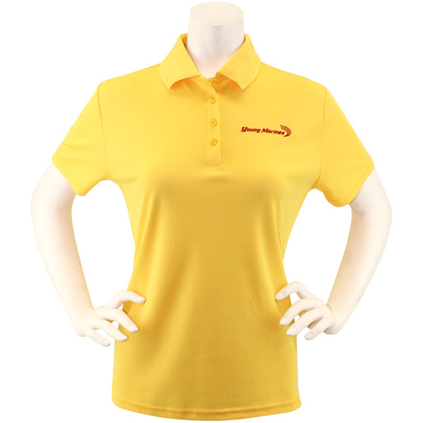 Ladies Campus Gold Performance Polo Shirt Embroidered with Red Young Marines Swoosh