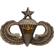 Army Badge: Senior Combat Parachute Fifth Award - silver oxidized