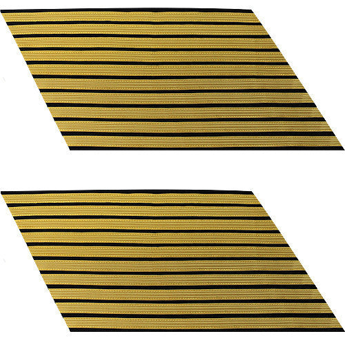 Army Service Stripe: Gold Embroidered on Blue - male, set of 10
