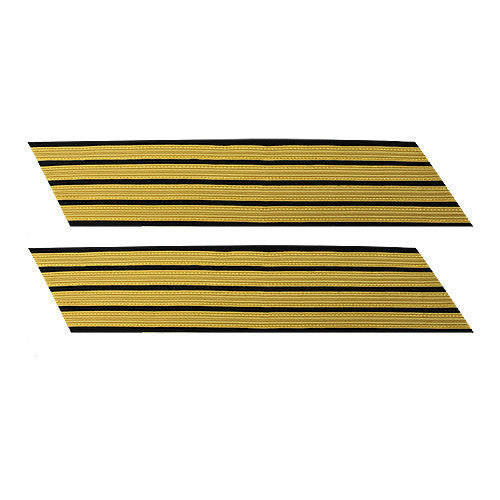 Army Service Stripe: Gold Embroidered on Blue - female, set of 4