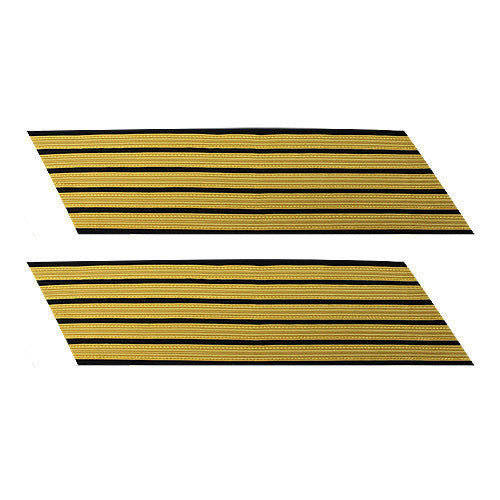 Army Service Stripe: Gold Embroidered on Blue - female, set of 5