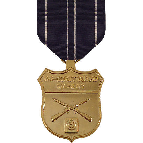 Full Size Medal: Coast Guard Expert Rifle - 24k Gold Plated