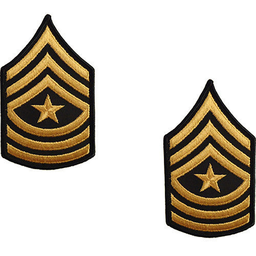 Army Chevron: Sergeant Major - gold embroidered on green, female (NON-RETURNABLE/NON-REFUNDABLE)