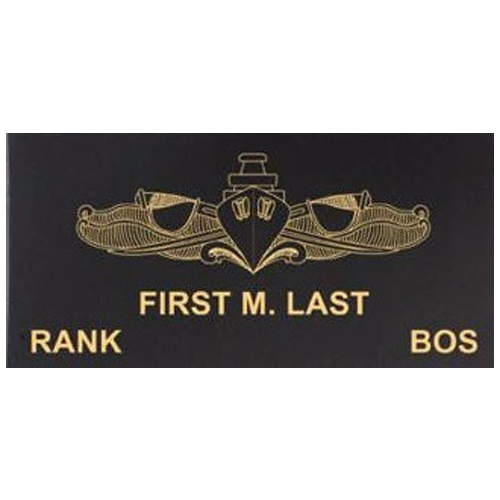 Black Leather Name Patch with Hook - Emblem/Name/Rank - 1 each