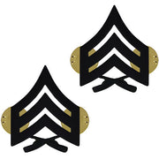 Marine Corps Chevron: Sergeant - black metal, solid brass