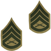 Marine Corps Chevron: Staff Sergeant - green embroidered on khaki, male