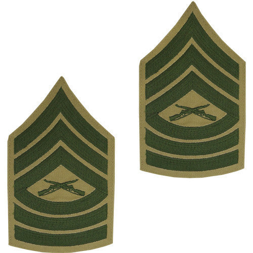 Marine Corps Chevron: Master Sergeant - green embroidered on khaki, male